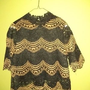 Black and Gold lace top